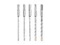 Vijf SDS-hamerboren voor beton, met diameters 5, 6, 8 en 10 mm.