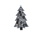 Grijze vilten kerstboom adventskalender met zwart-wit genummerde zakjes.