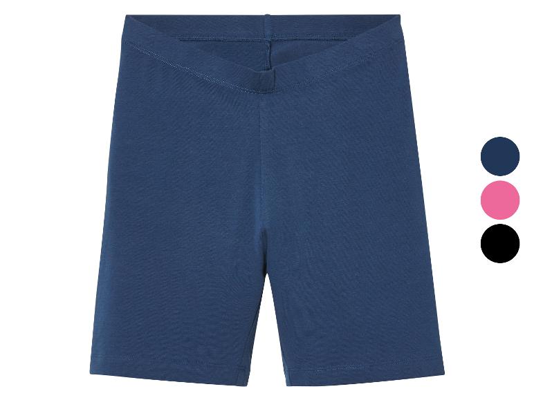 Korte jersey shorts in donkerblauw, roze en zwart.