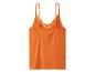 Oranje camisole met dunne bandjes en kant op de rug.