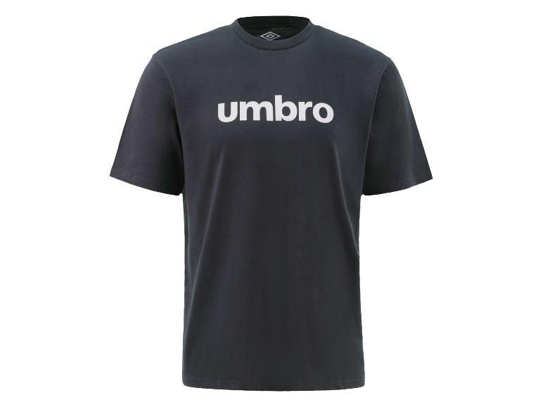 Donkergrijs T-shirt met korte mouwen en een wit logo op de borst.