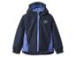 Kinderregenjas in marineblauw en blauw met capuchon en rits.