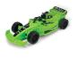 Groene speelgoed raceauto met opschriften