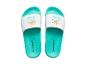 Turquoise en witte slippers met golf- en zonmotief, maat EUR 36/37.