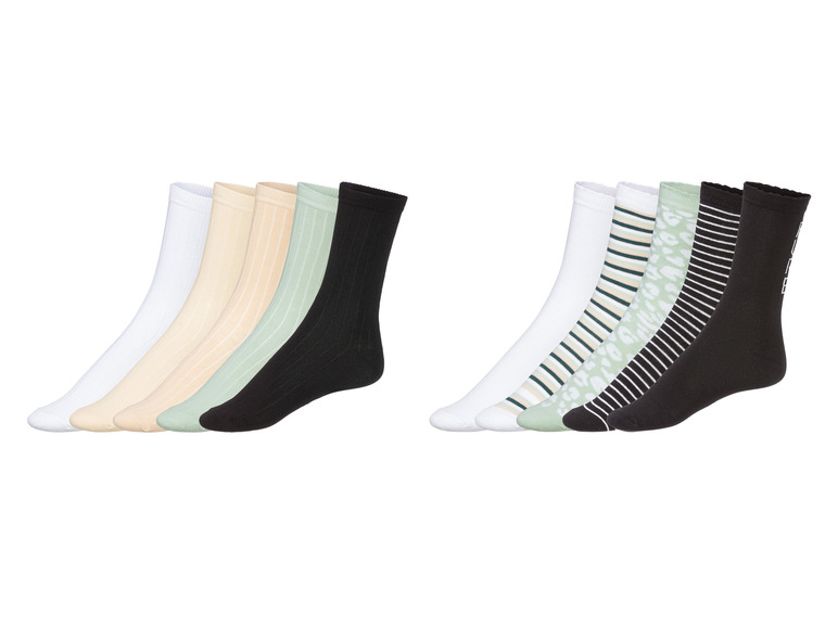 esmara 5 paar dames sokken (39-42, groen-wit-zwart)