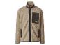 Beige fleece jack met rits voor heren.