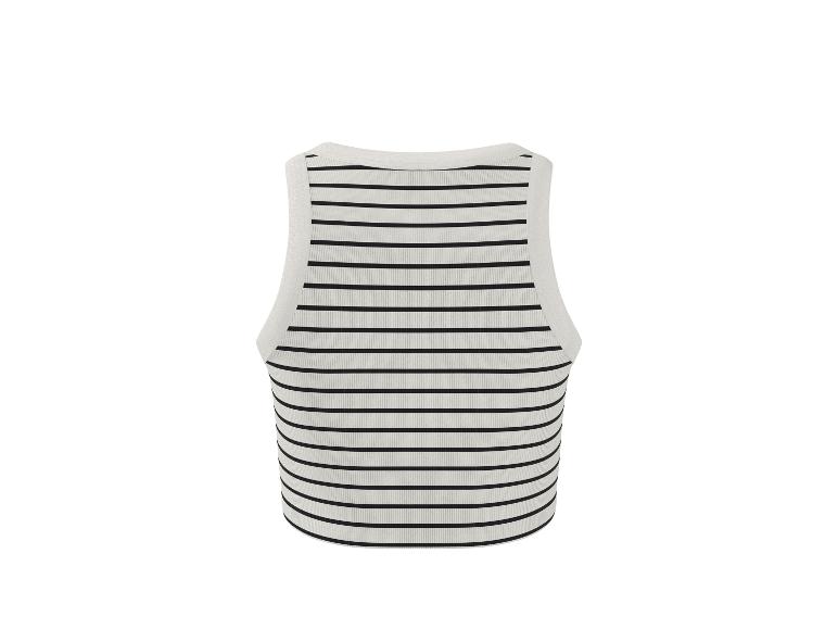 Wit en zwart gestreepte geribbelde tanktop, achterkant