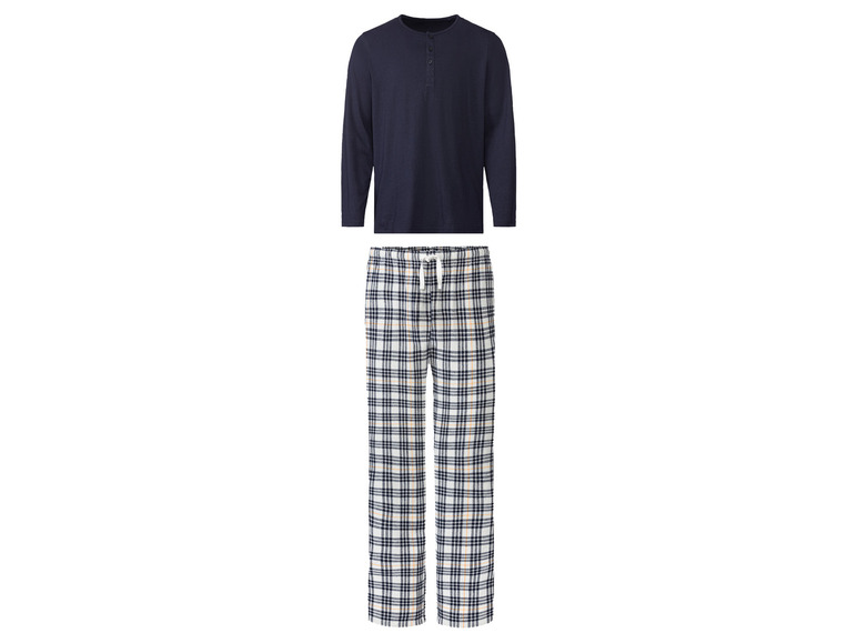 Heren pyjama (S (44-46), Donkerblauw-grijs)