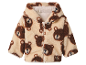 Fleece jas met capuchon en berenprint.