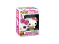 Hello Kitty vinylfiguur met een burger, in een roze en witte doos.