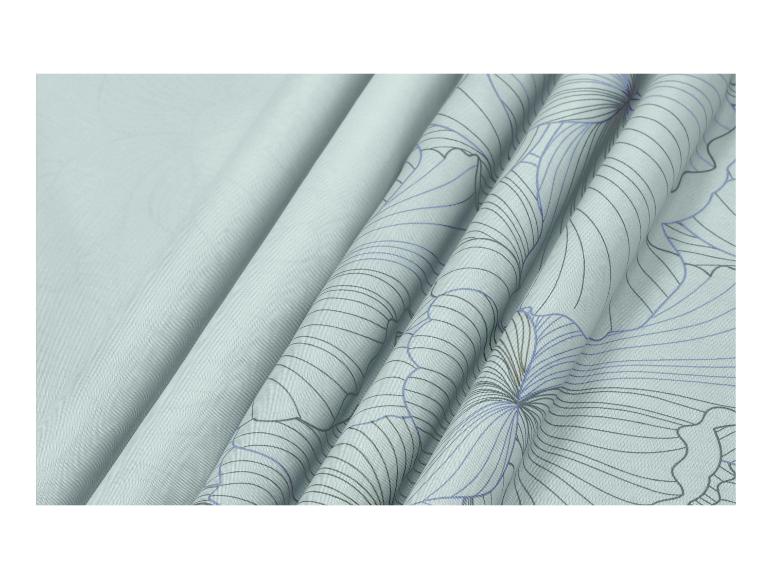 Katoenen stof met bloemenprint in blauwe en grijze tinten