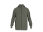 Een groene hoodie met rits en zakken.