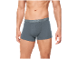 Grijze herenboxershorts met elastische tailleband en tekst.