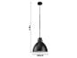 Zwarte hanglamp met een diameter van 31,5 cm en een lengte van 103 cm.