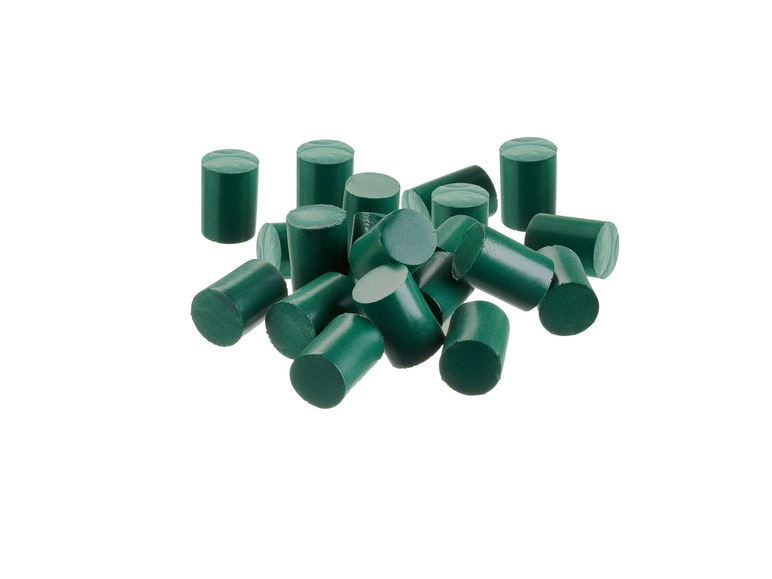 Een groep groene, ronde dopjes.