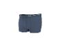Blauwe katoenen boxershort met witte elastische tailleband.