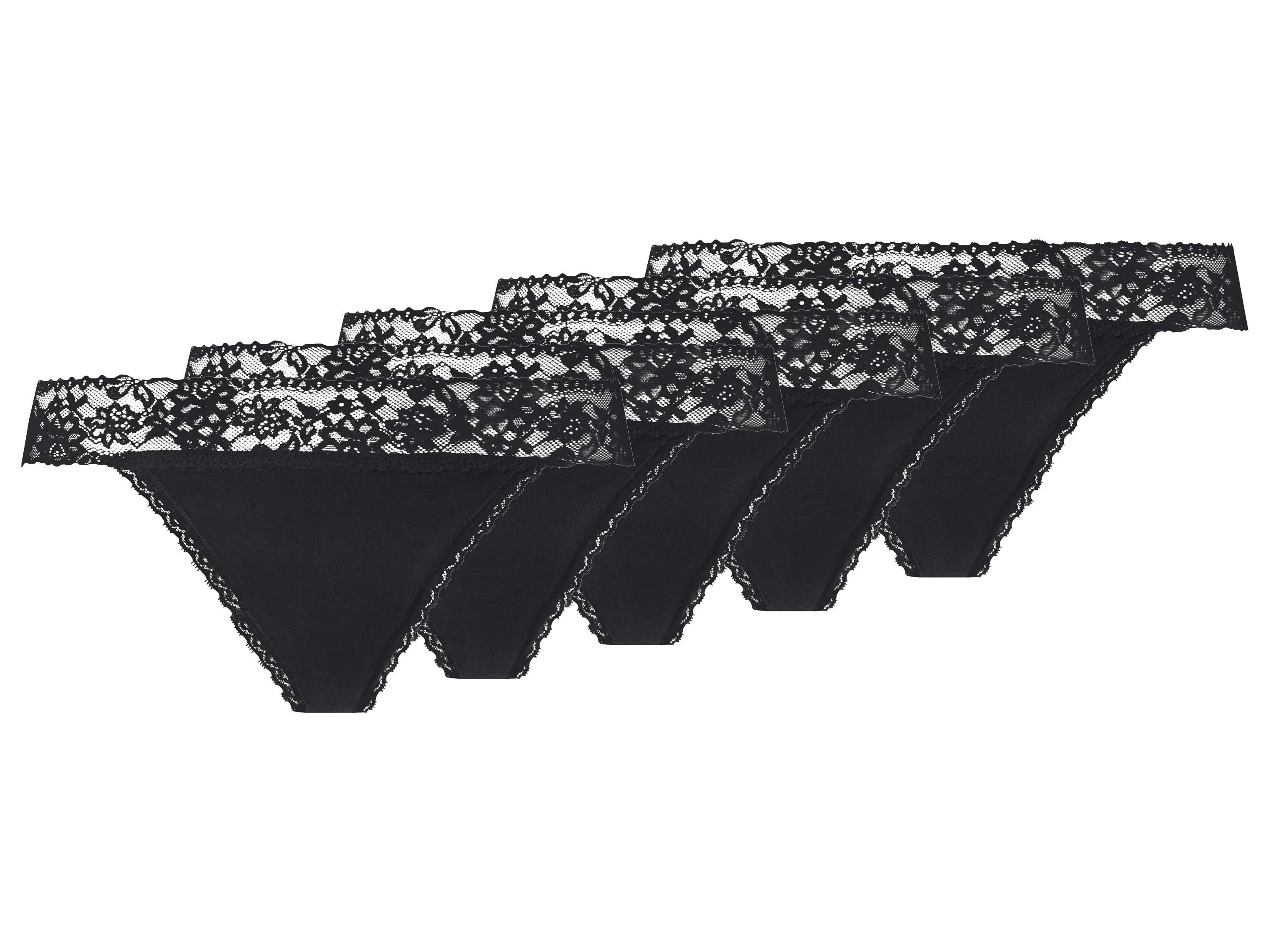 esmara Set van 5 dames strings (Zwart, M (40/42))