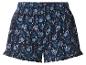 Dames pyjamashort met blauwe bloemenprint en ruches.