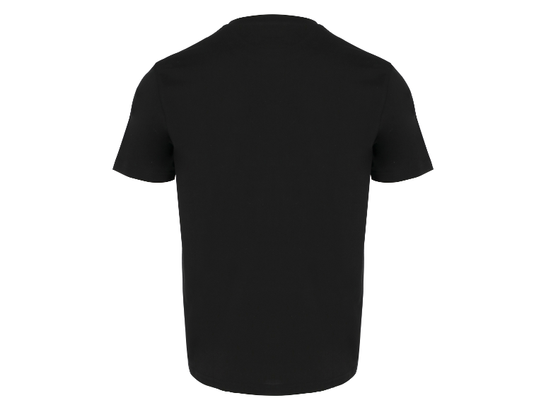 Zwart t-shirt met korte mouwen.