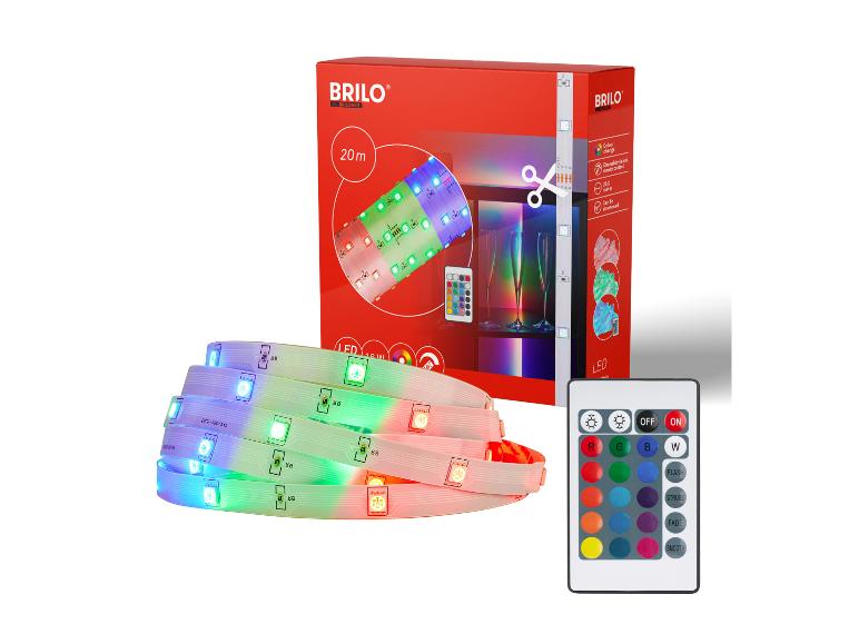 20m RGB LED-strip met afstandsbediening, rode verpakking met productdetails.