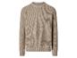 Beige gebreide trui met wafelpatroon.
