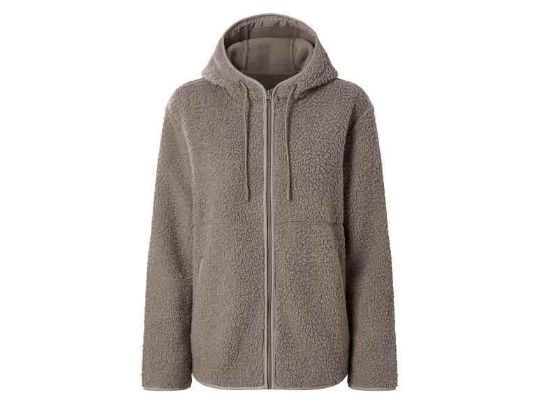 Grijze fleece hoodie met rits.