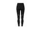Zwarte high-waist leggings met reflecterende details.