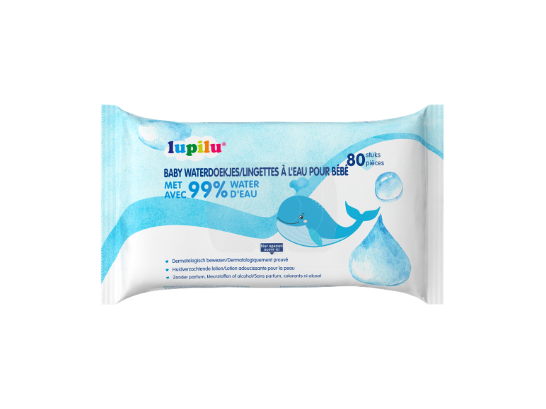 Lupilu baby waterdoekjes met 99% water, pak van 80 stuks