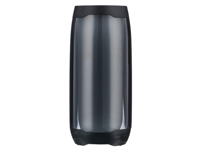 Stijlvolle, draagbare zwarte Bluetooth-speaker.