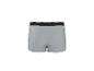 Grijze boxershort met zwarte elastische tailleband en een dunne witte lijn.