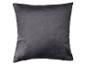 Een donkergrijs fluwelen sierkussen met een zachte textuur.