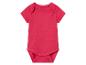 Roze baby romper met korte mouwen.