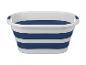 Opvouwbare wasmand in grijs en donkerblauw.