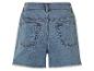 Lichtblauwe jeans shorts met rafelranden.