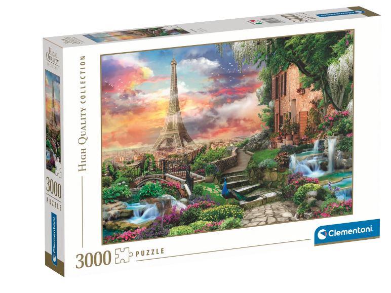 Puzzel van 3000 stukjes met een prachtig landschap van de Eiffeltoren in Parijs
