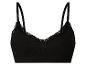 Zwarte beugelloze bralette met kanten rand.