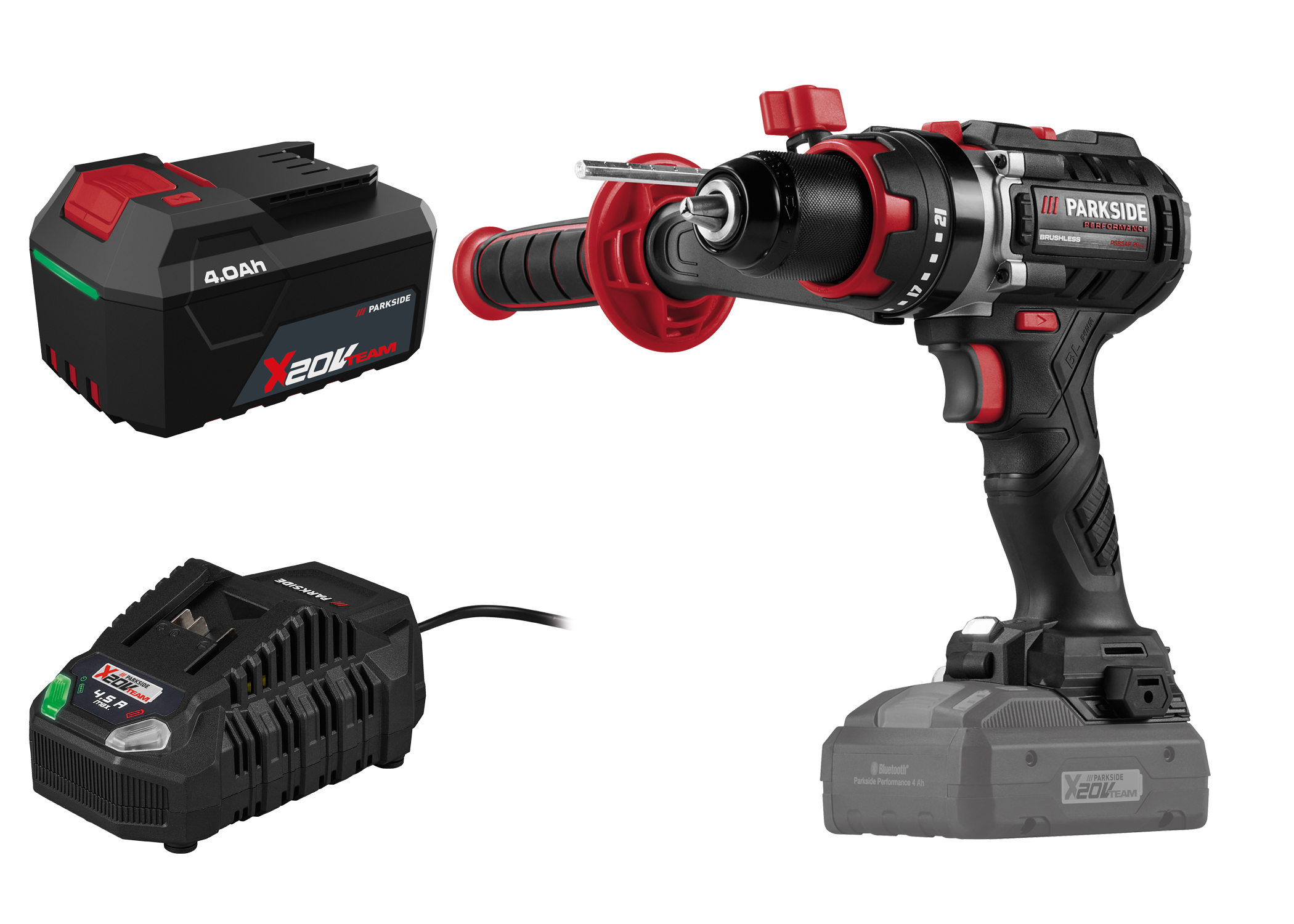 PARKSIDE PERFORMANCE Accu-klopboormachine 20 V 64 Nm, met accu 4 Ah en snellader 4,5 A