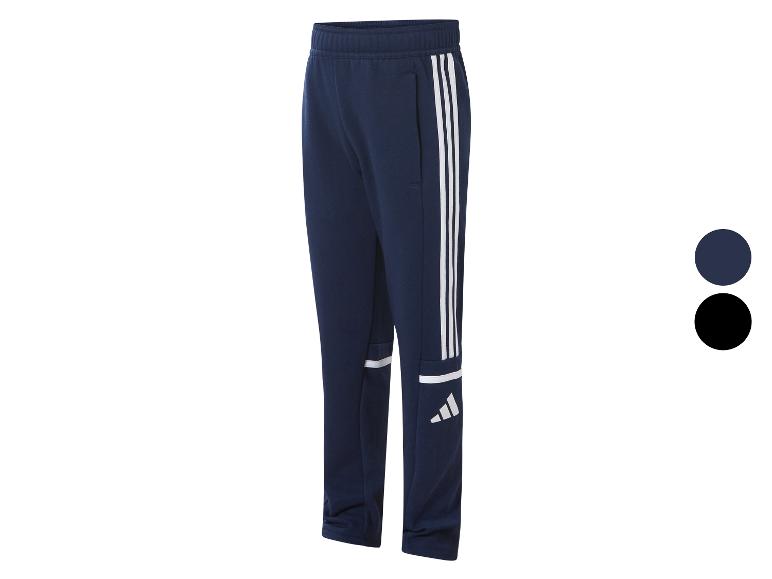 Adidas trainingsbroek donkerblauw met witte strepen.