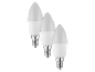 Drie kaarsvormige LED-lampen.