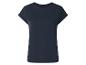 Donkerblauw dames T-shirt met opgerolde mouwen