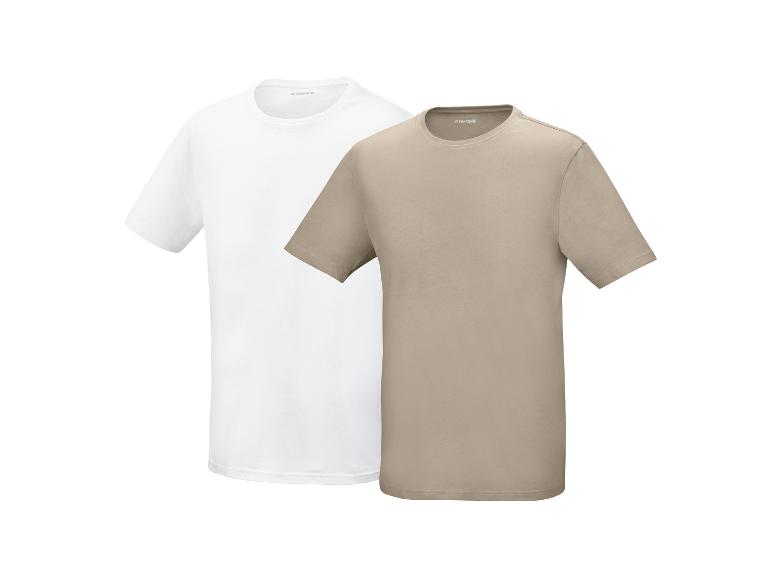 Twee heren T-shirts: één wit en één beige.