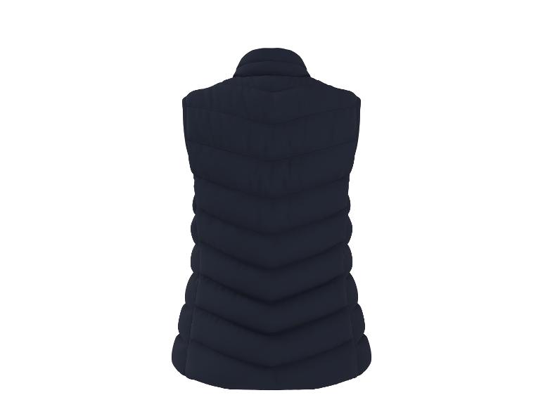 Donkerblauwe gewatteerde lange bodywarmer, achterkant