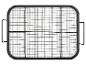 Een zwarte bakplaat met een rooster