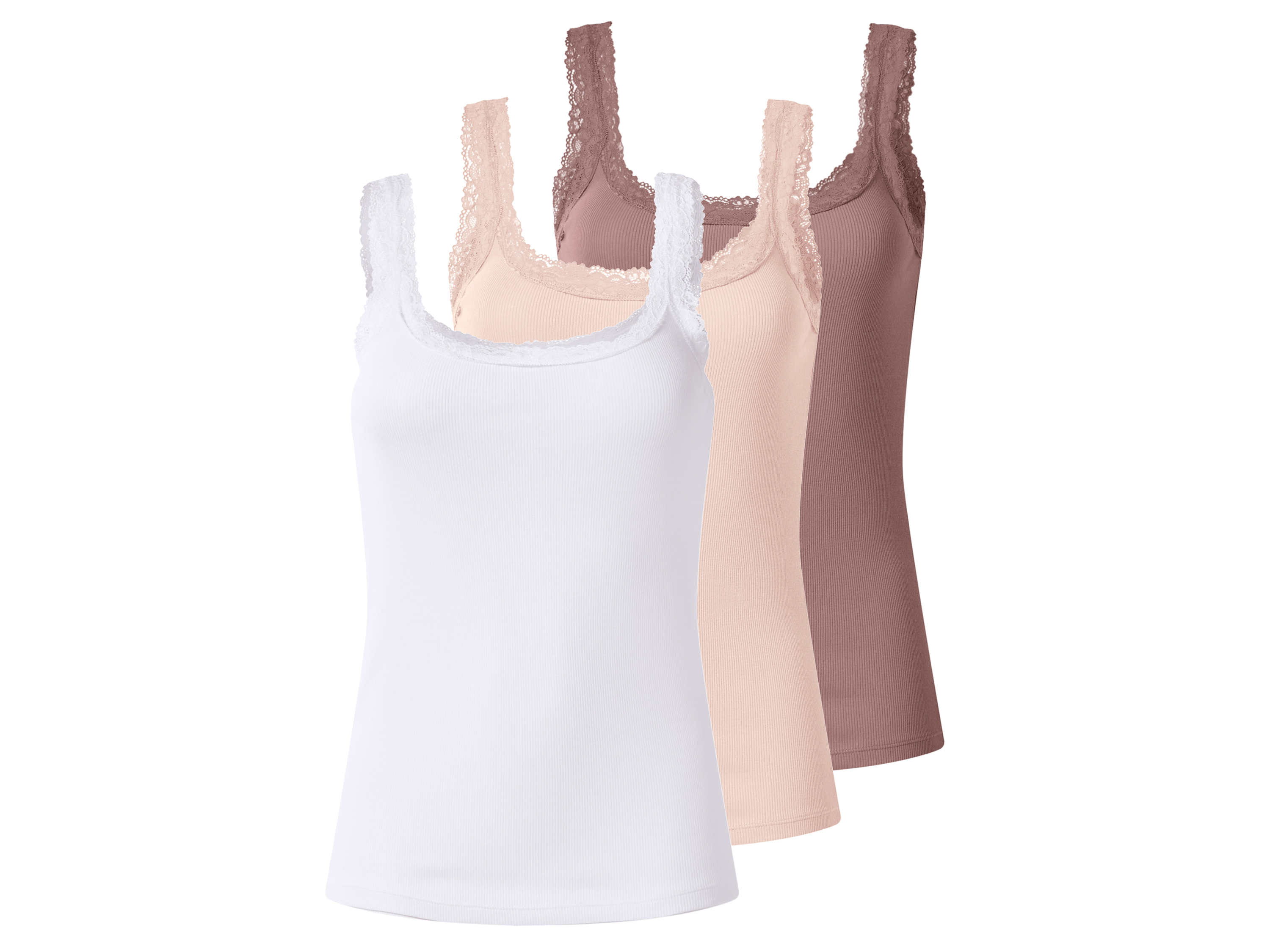 esmara Set van 3 dames hemden (Roze/wit, XL (48/50))