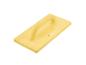 Gele pleisterspaan met handvat, schuin afgebeeld.