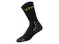 Zwarte sok met geel CAT® logo en details.