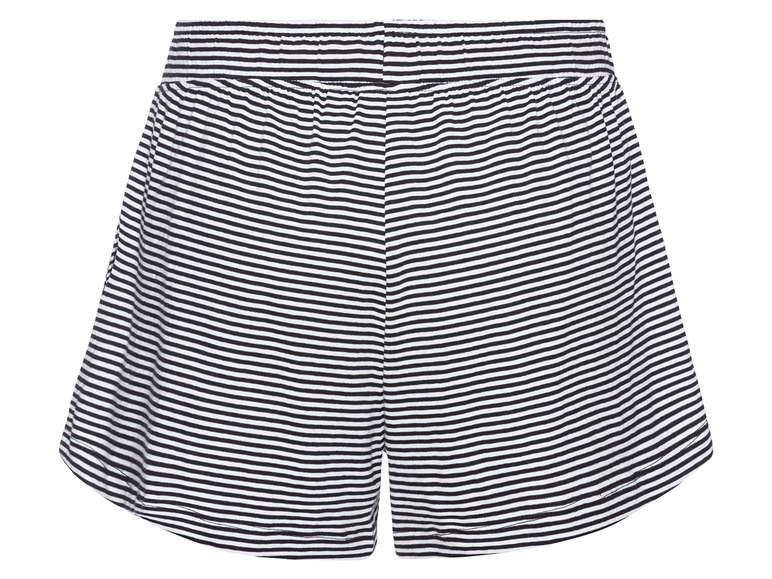 Zwarte en witte gestreepte shorts.