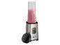 Philips smoothieblender met roze drank en zwarte deksel.