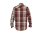 Geruit overhemd in rood, beige en bruin, achteraanzicht.