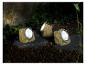 Drie decoratieve solar tuinlampen in steen-design.